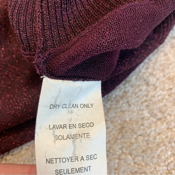 Bebe maroon burgundy metallic glitter wrap sweater Sz M - Picture 8 of 10